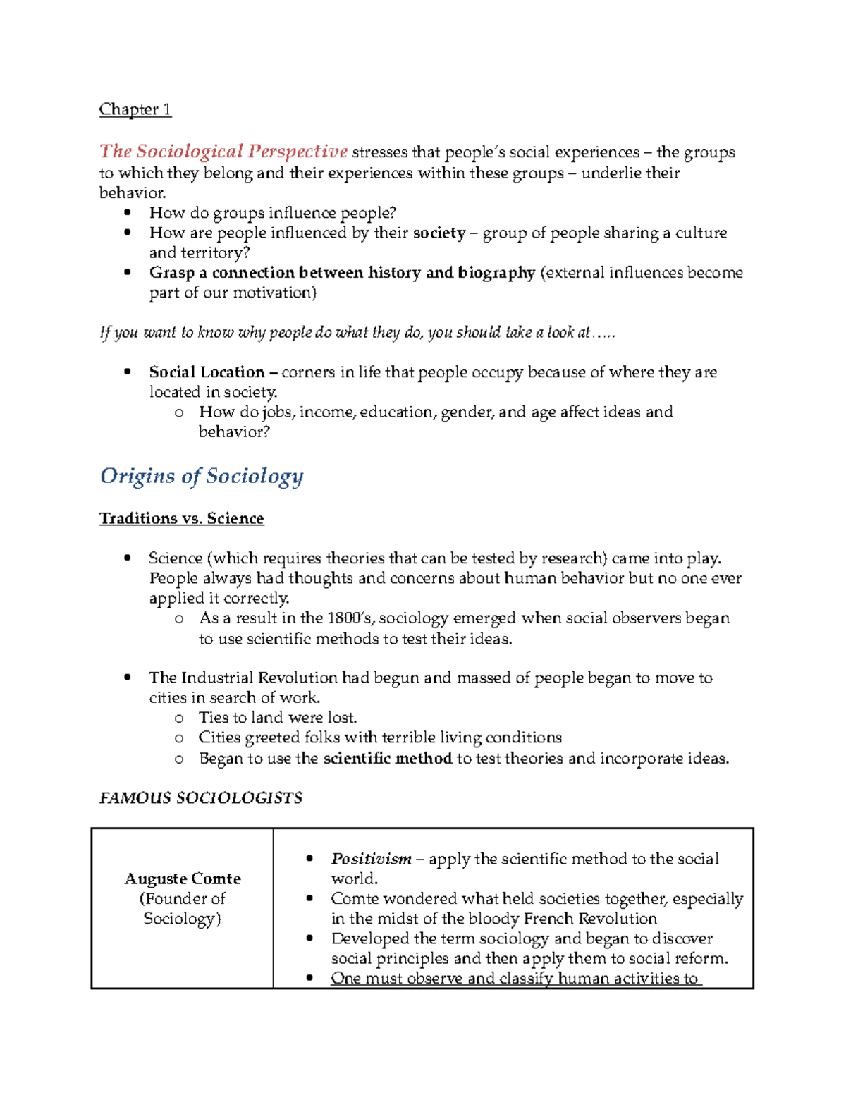 Sociology Exam 1 - Exam 1 Study Guide With Book And Lecture Notes ...