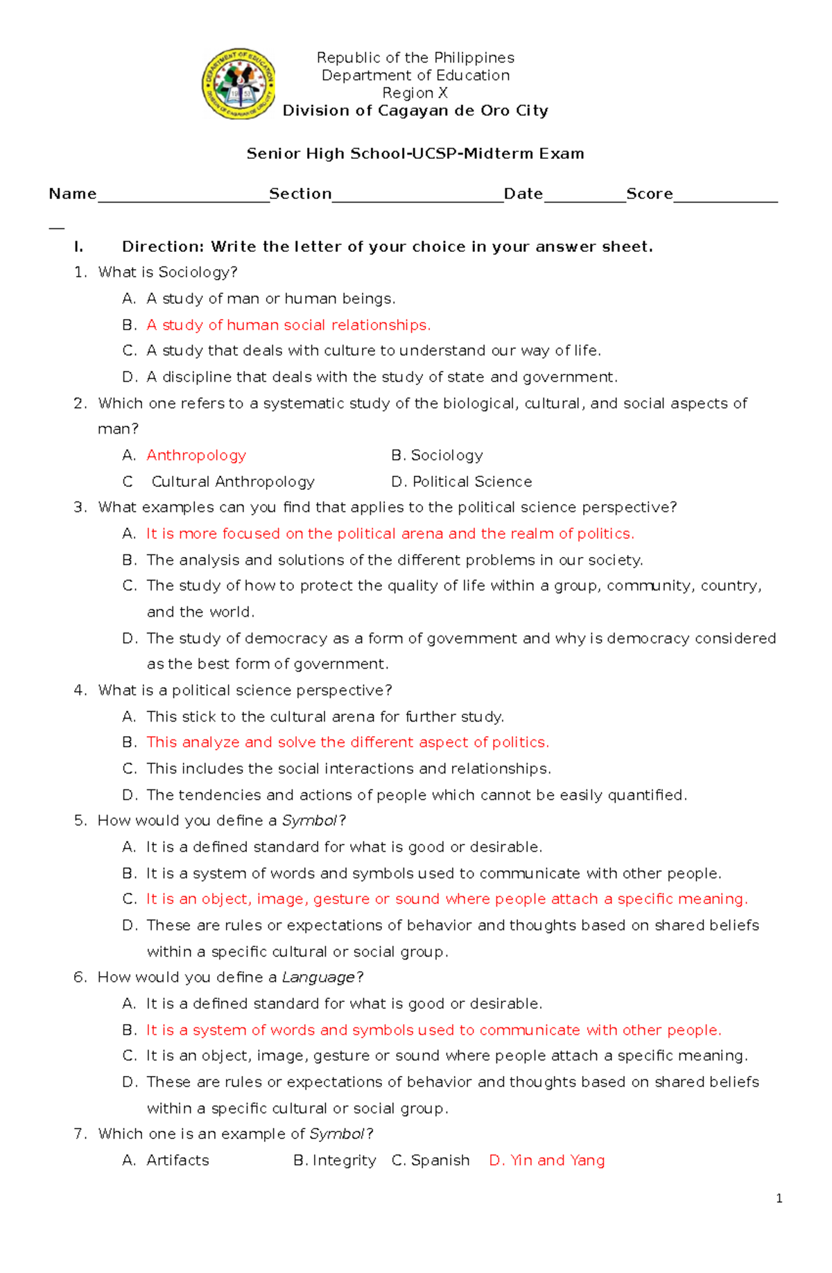 Final UCSP Midterm Q1 Exam With Answer Key - Republic Of The ...