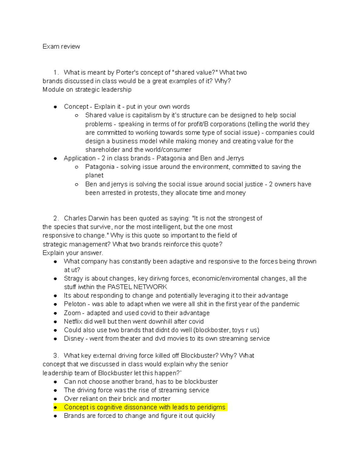 Exam review - Exam review What is meant by Porter's concept of 