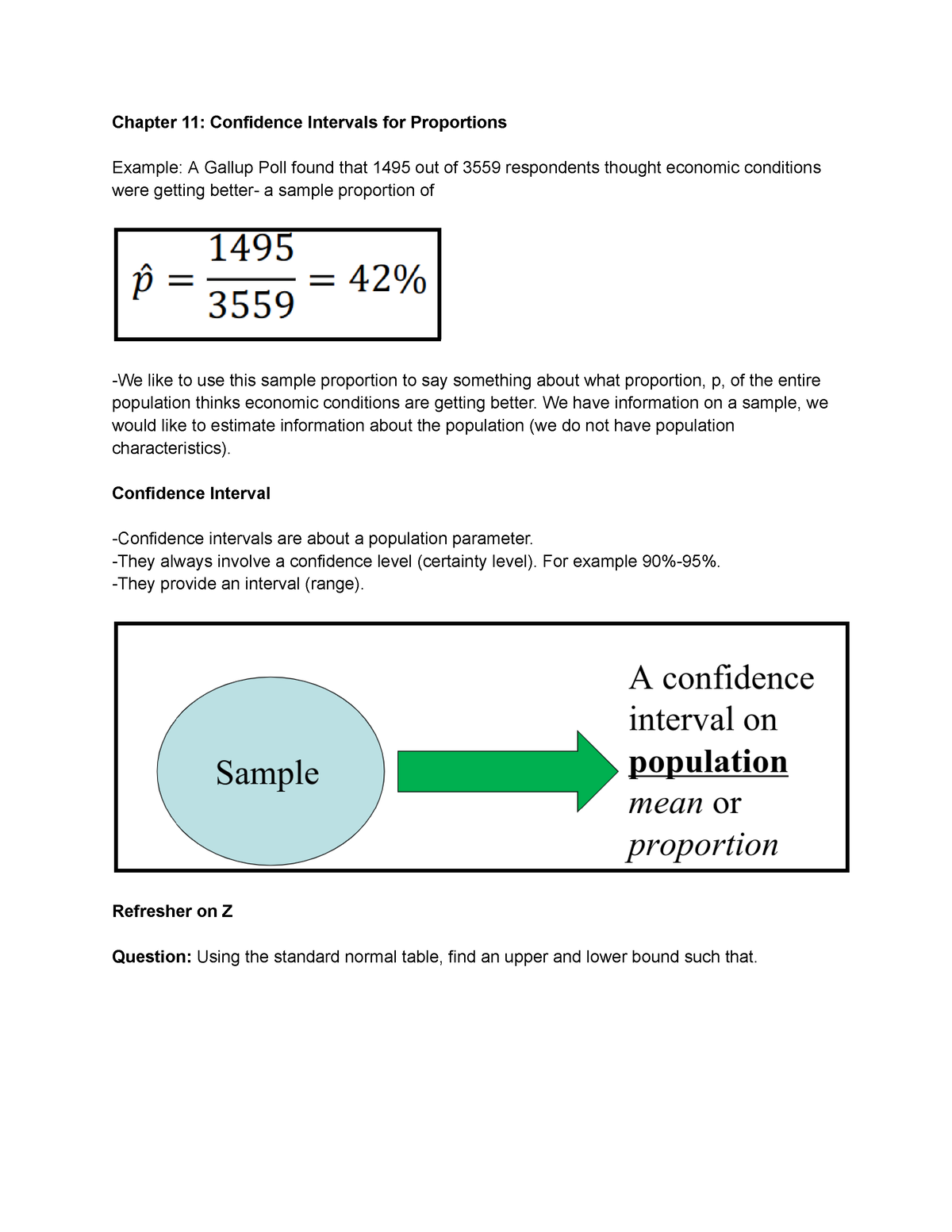 Chapter 11 Confidence Intervals For Proportions Chapter 11 Confidence Intervals For