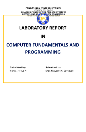 Laboratory- Report-14 Garcia - Computer Fundamentals and Programming ...