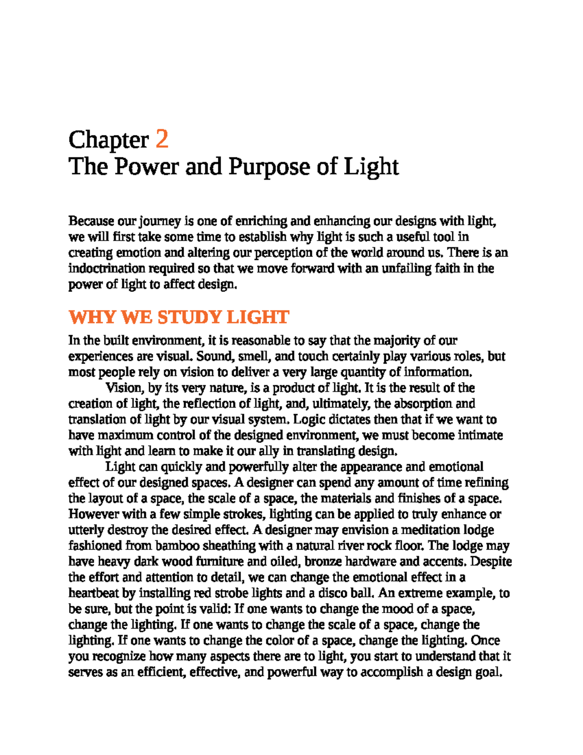 Ch 2 The Power and Purpose of Light BS Architecture Studocu