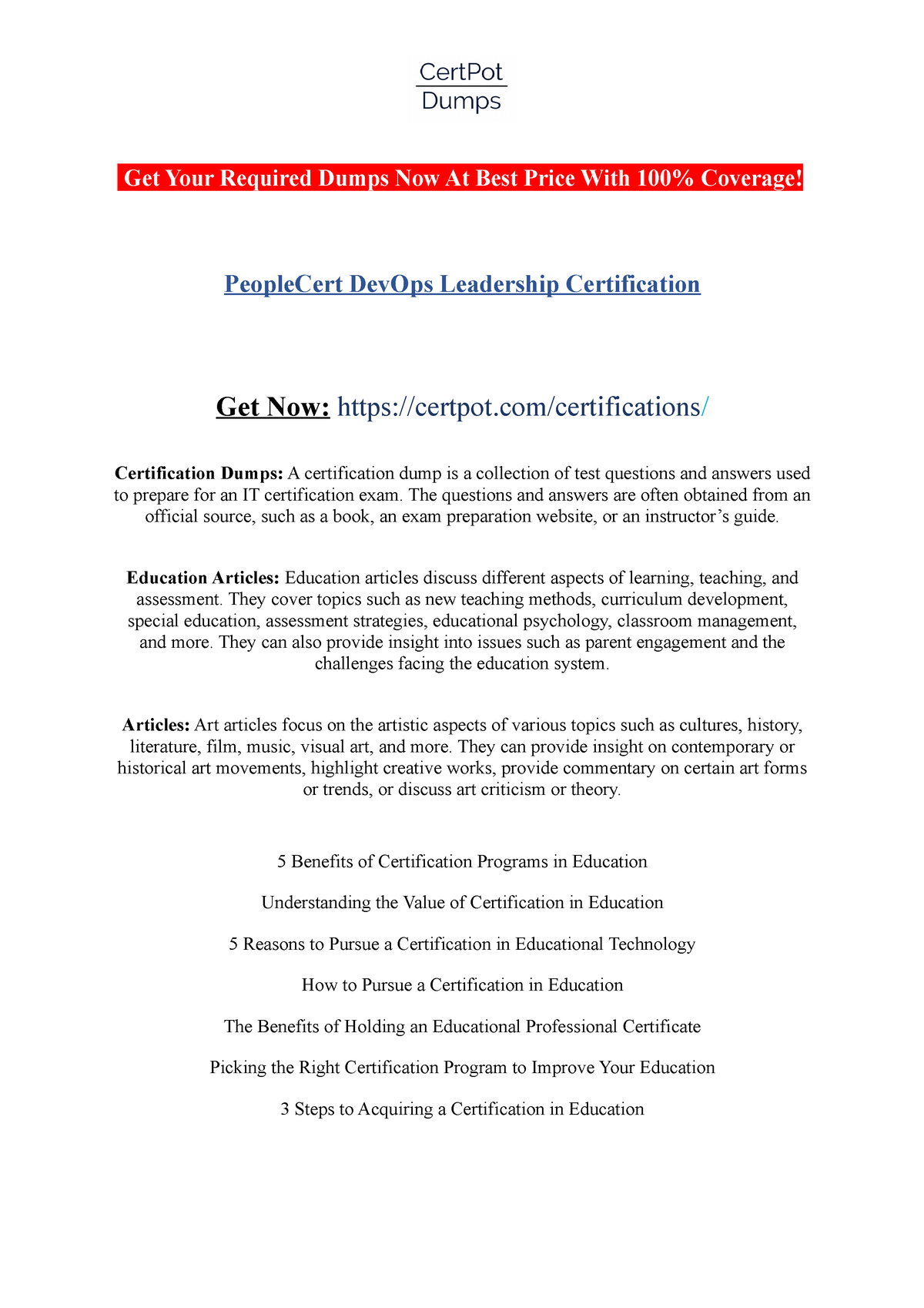People Cert Dev Ops Leadership Certification Get Your Required Dumps