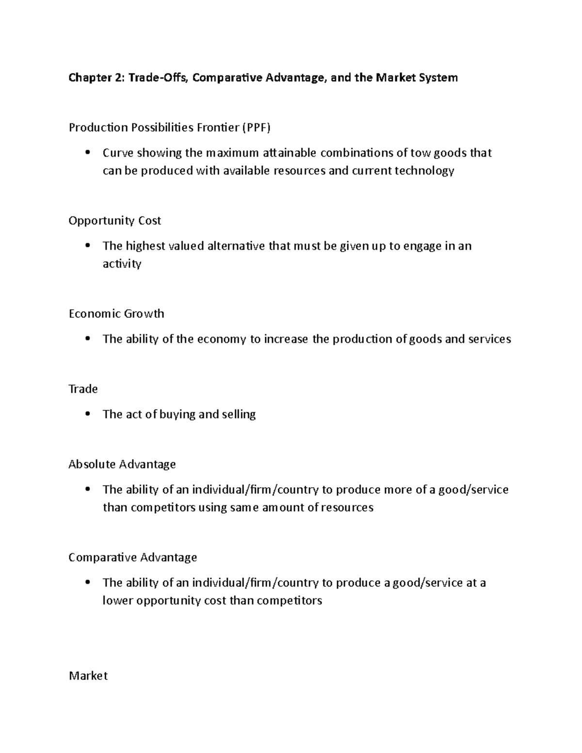 Chapter 2 Definitions - ECON 1103 - Studocu