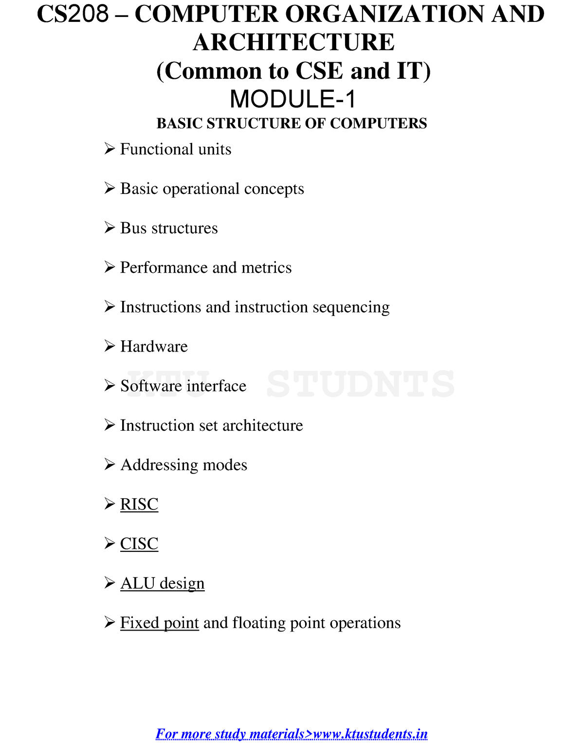 Computer Organization And Architecture - Module 1 - Basic Structure Of ...