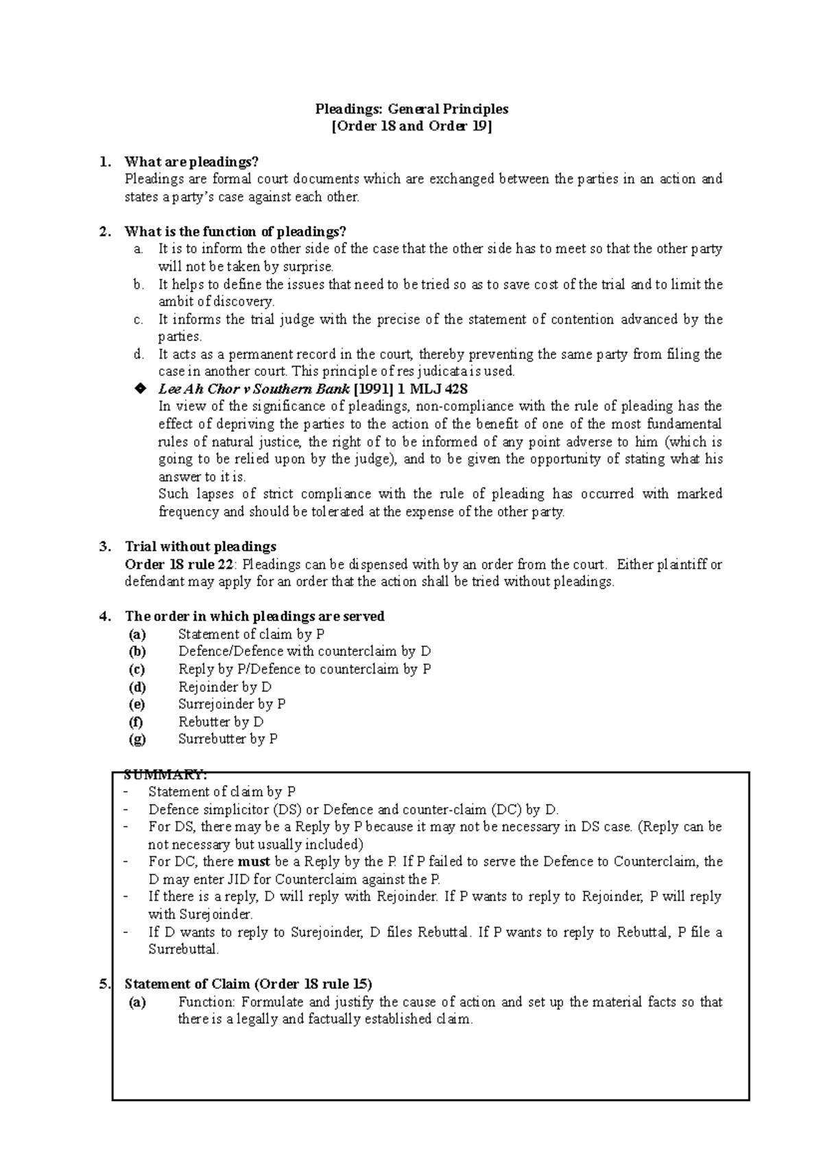 05 Pleadings - General Principles - Pleadings: General Principles ...