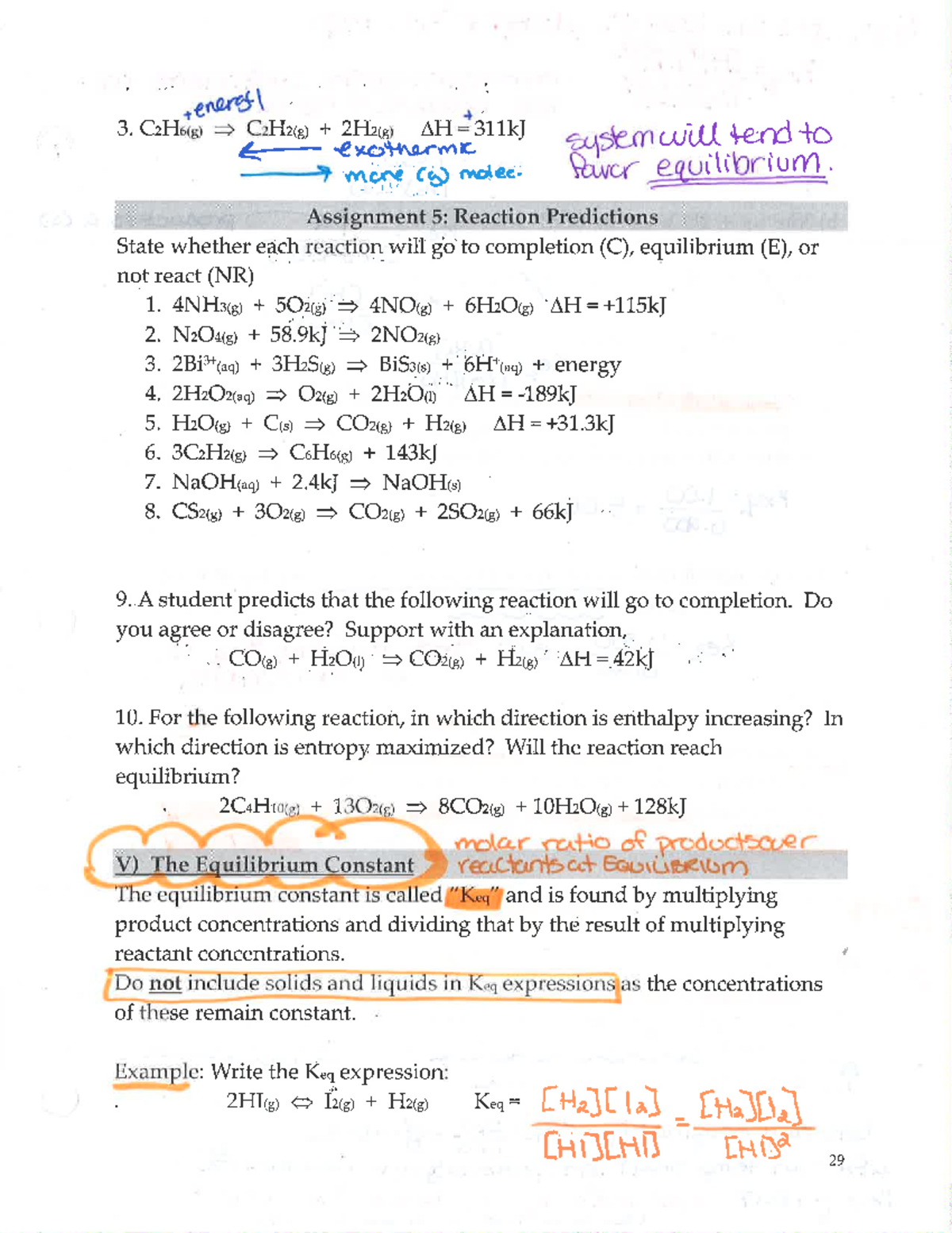 V the equilibrium constant keq - energy 3. C2H6(g) C2H2(g) 2H2(g ...