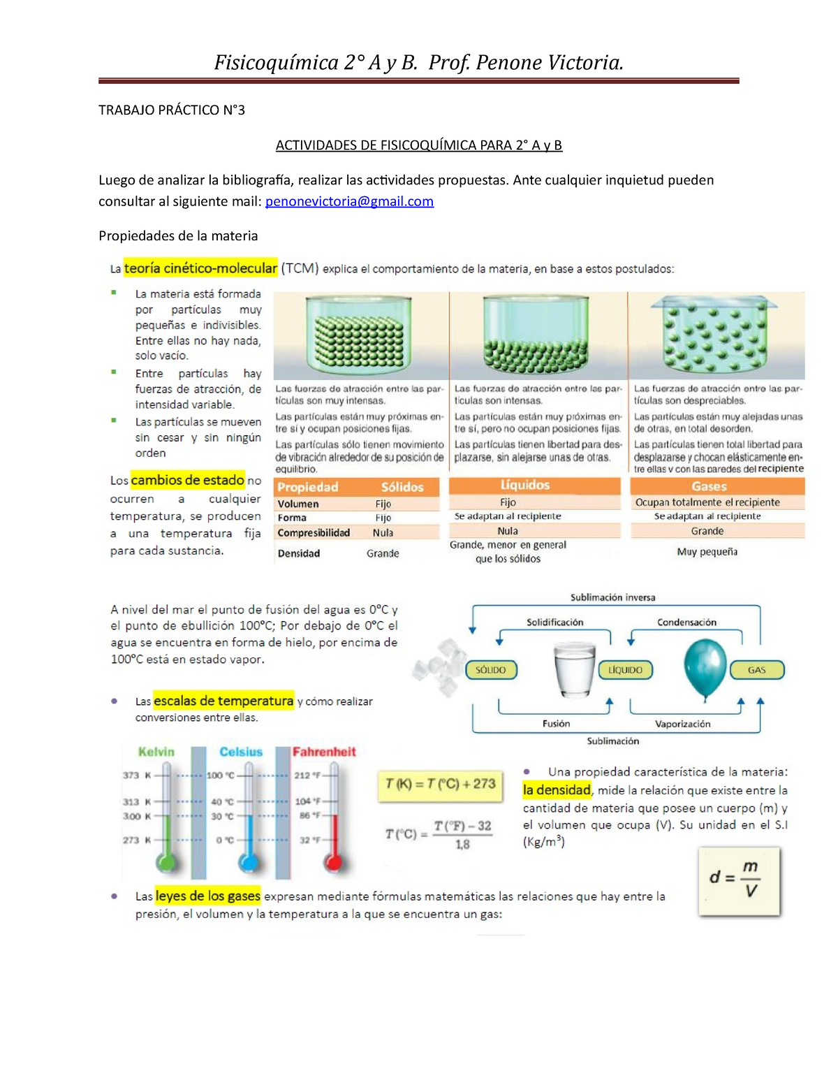 Trabajo Práctico N°3 Repaso De Contenidos Fisicoquímica 2° A Y B Prof Penone Victoria 3372