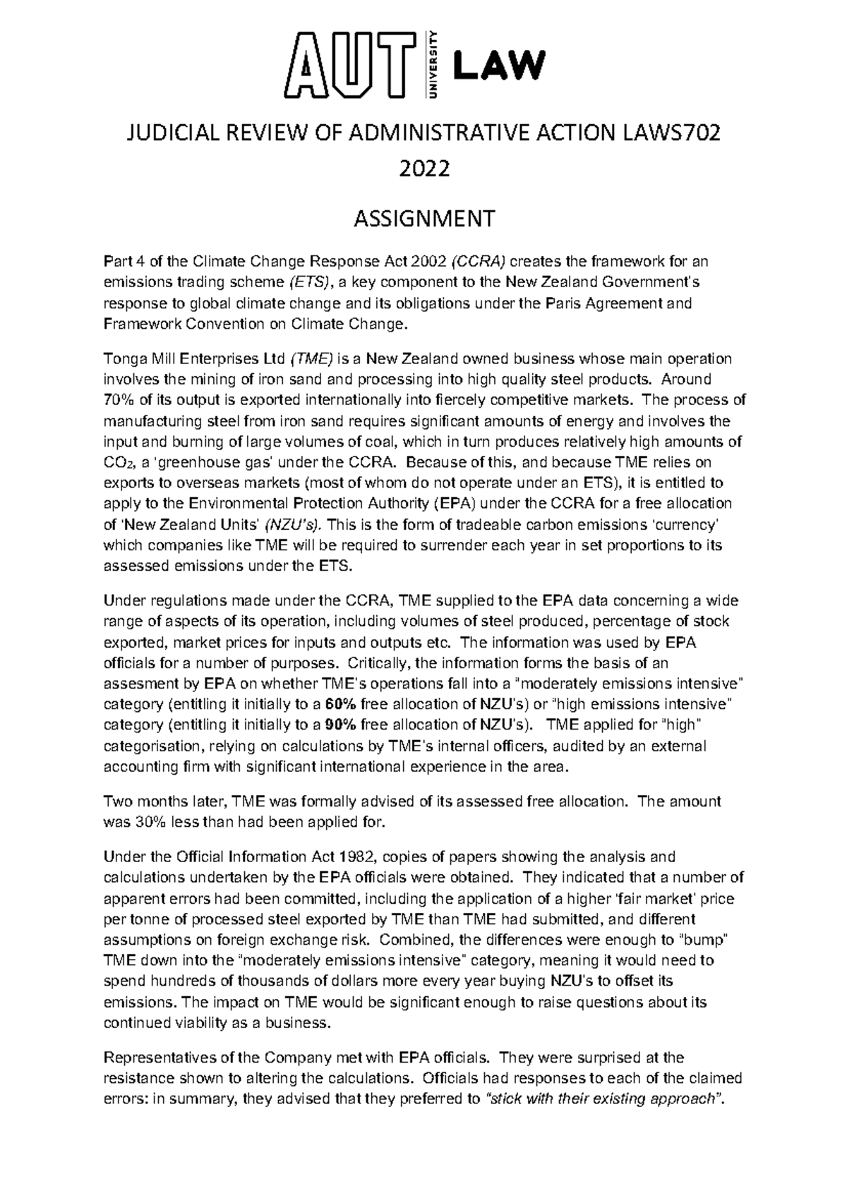 JRRA Assignment 2022 - JUDICIAL REVIEW OF ADMINISTRATIVE ACTION LAWS ...