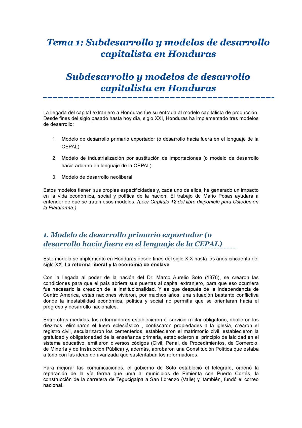 Teoria 3 - Resumen Para Examen - Tema 1: Subdesarrollo Y Modelos De ...