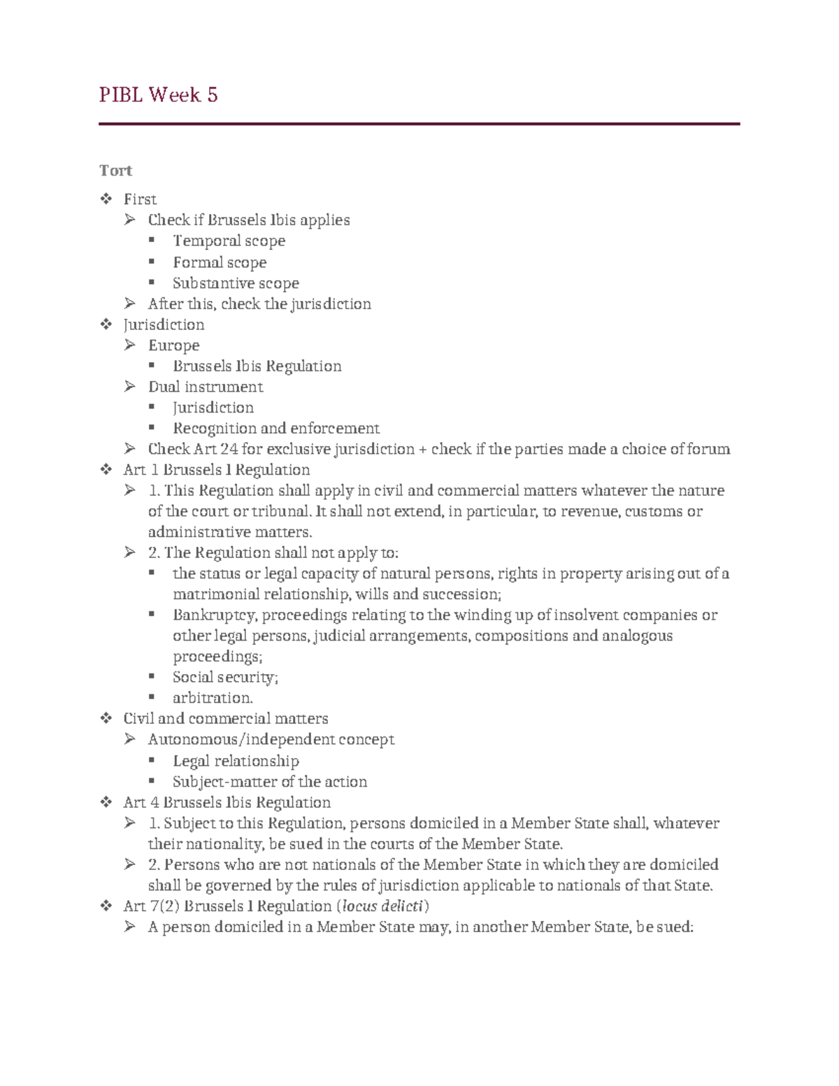 PIBL Week 5 - lecture notes week 5 - PIBL Week 5 Tort First Check if ...