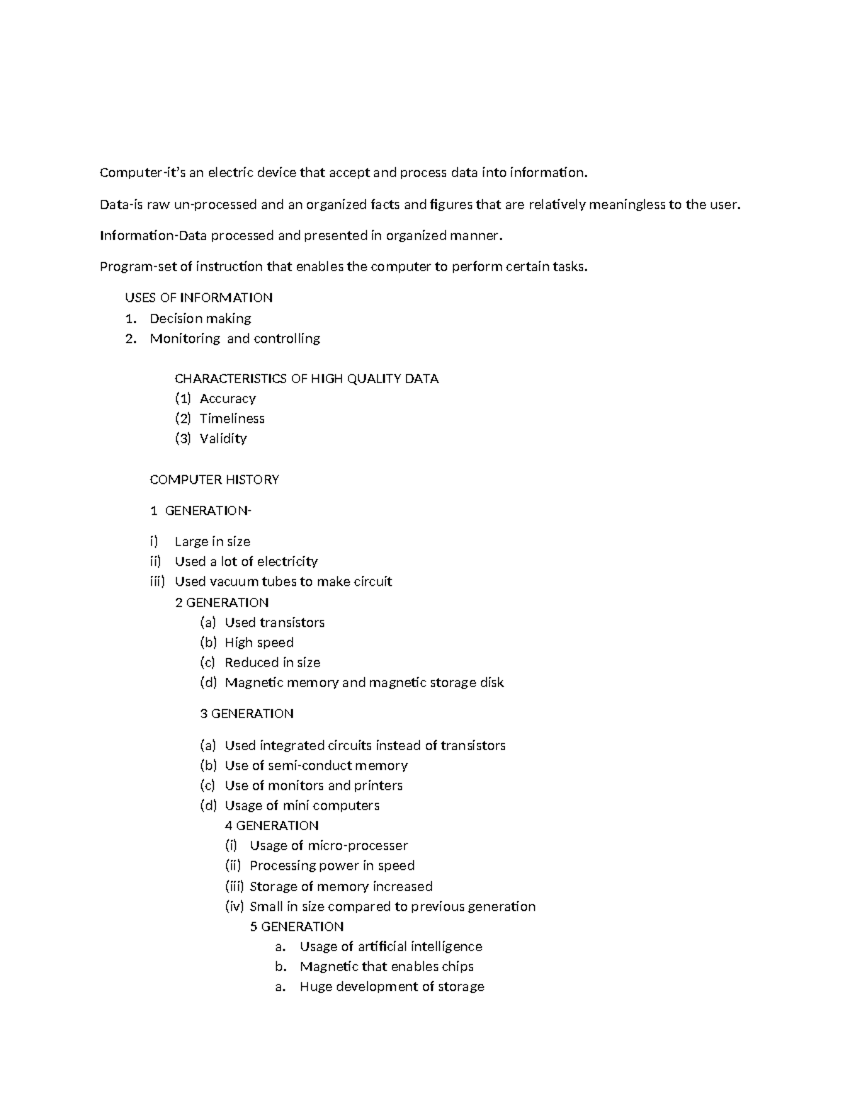 Computer Notes - Computer-it’s an electric device that accept and ...