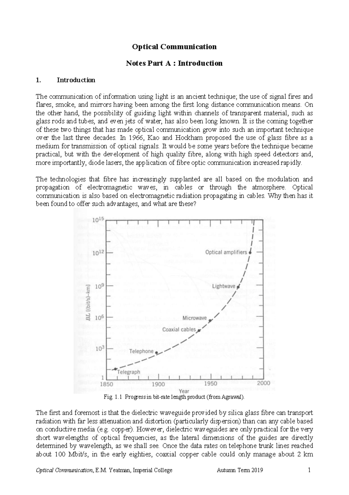 OCNotes Pt A 2019 Lecture notes 79 Optical Communication Notes
