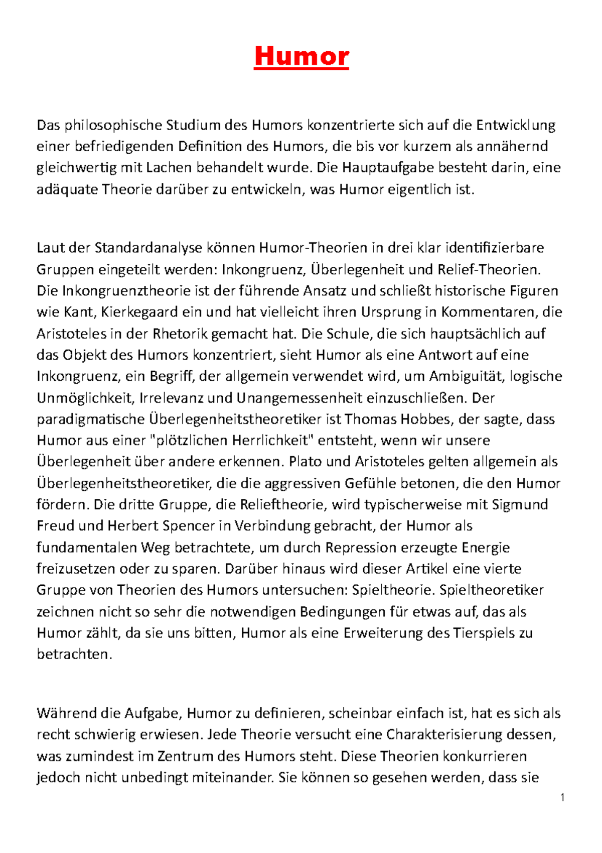 Humor und was das bedeutet - Humor Das philosophische Studium des ...