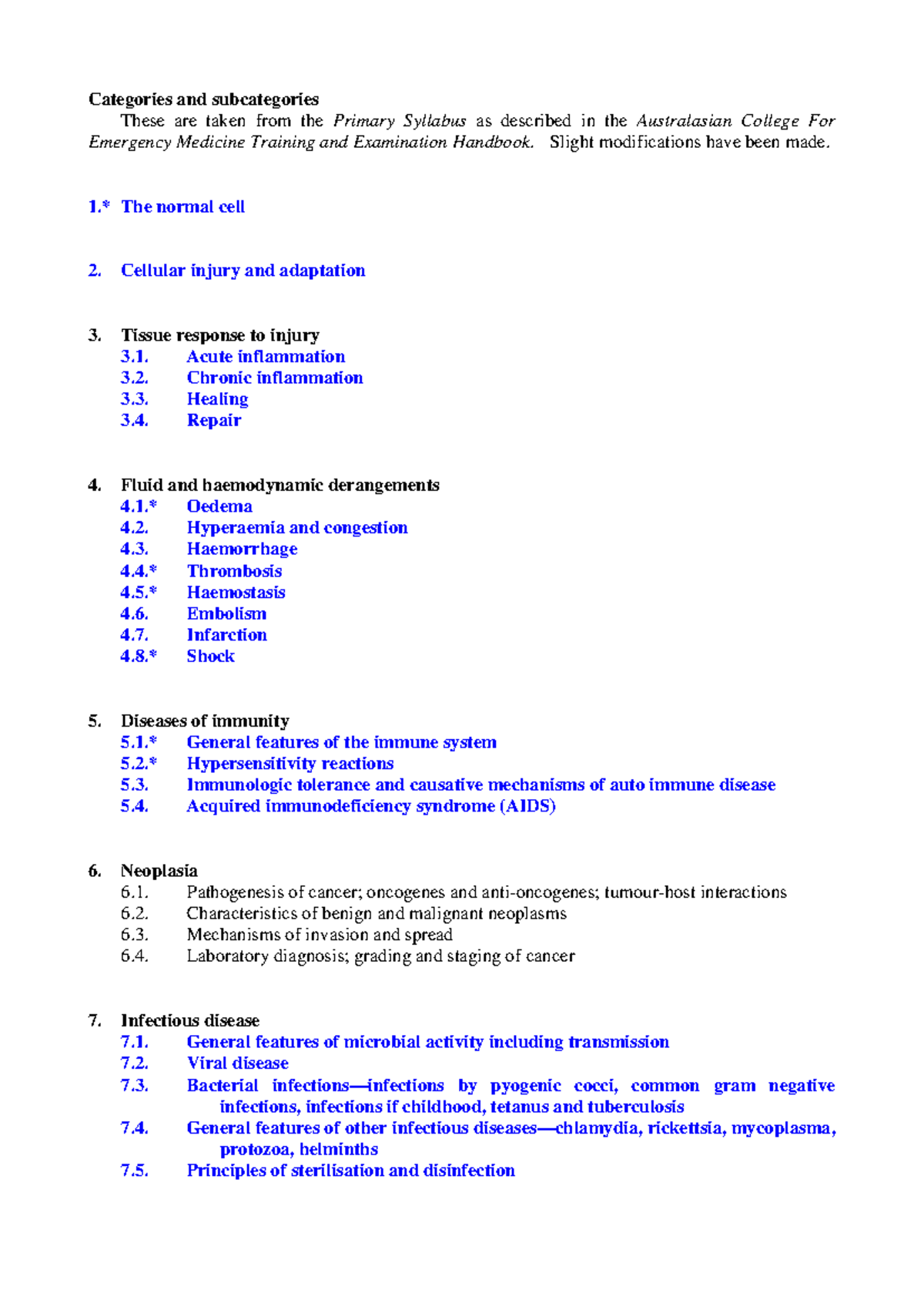 Mcqs - Categories and subcategories These are taken from the Primary ...