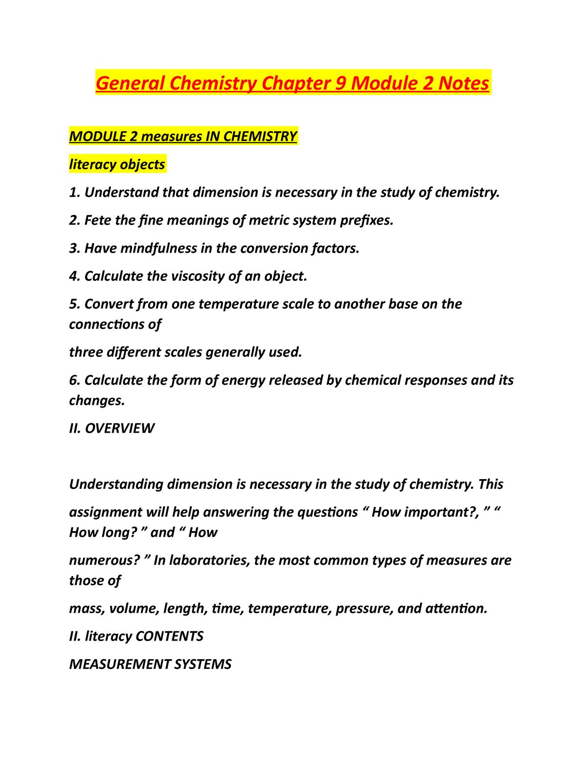 General Chemistry Chapter 9 Module 2 Notes - General Chemistry Chapter ...