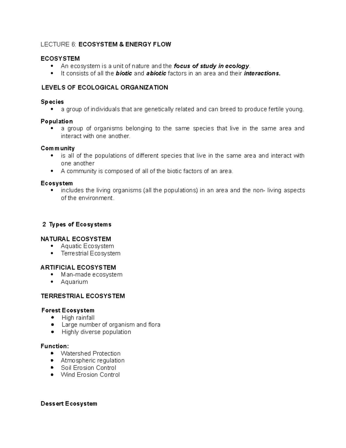 GEE1-Lesson 6 - Environmental Science - LECTURE 6: ECOSYSTEM & ENERGY ...