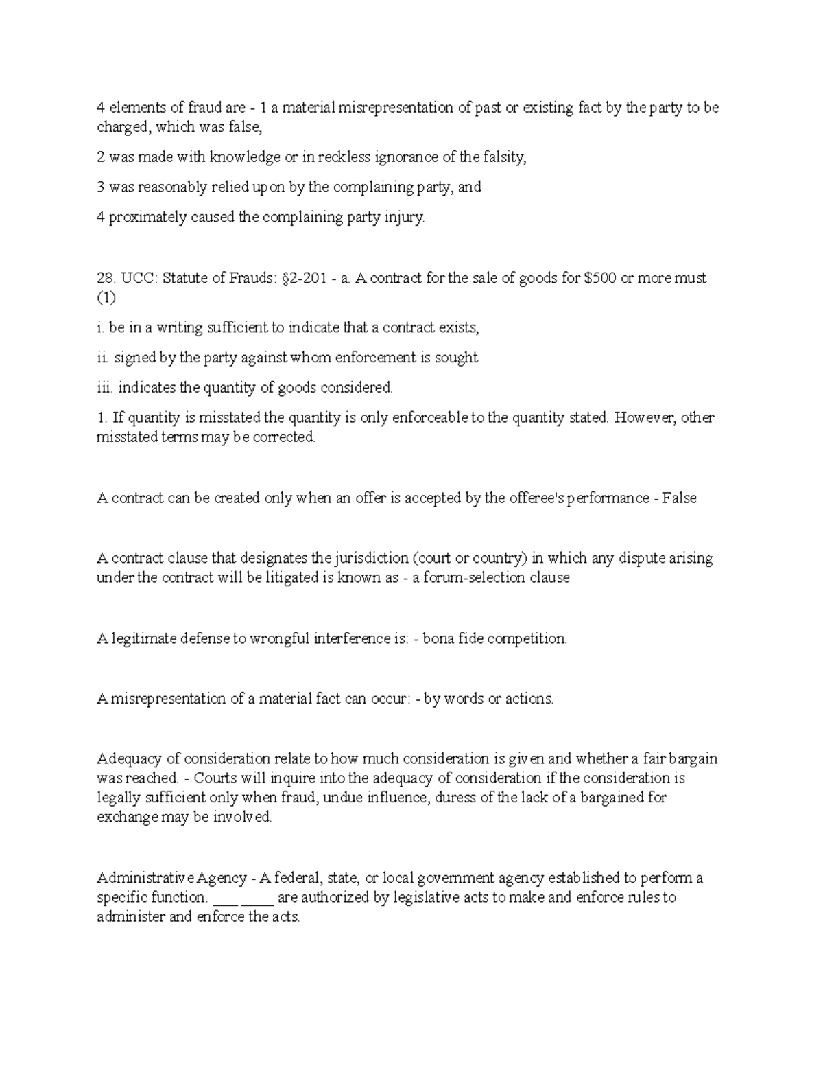 Note 15 Bar Exam 4 elements of fraud are 1 a material