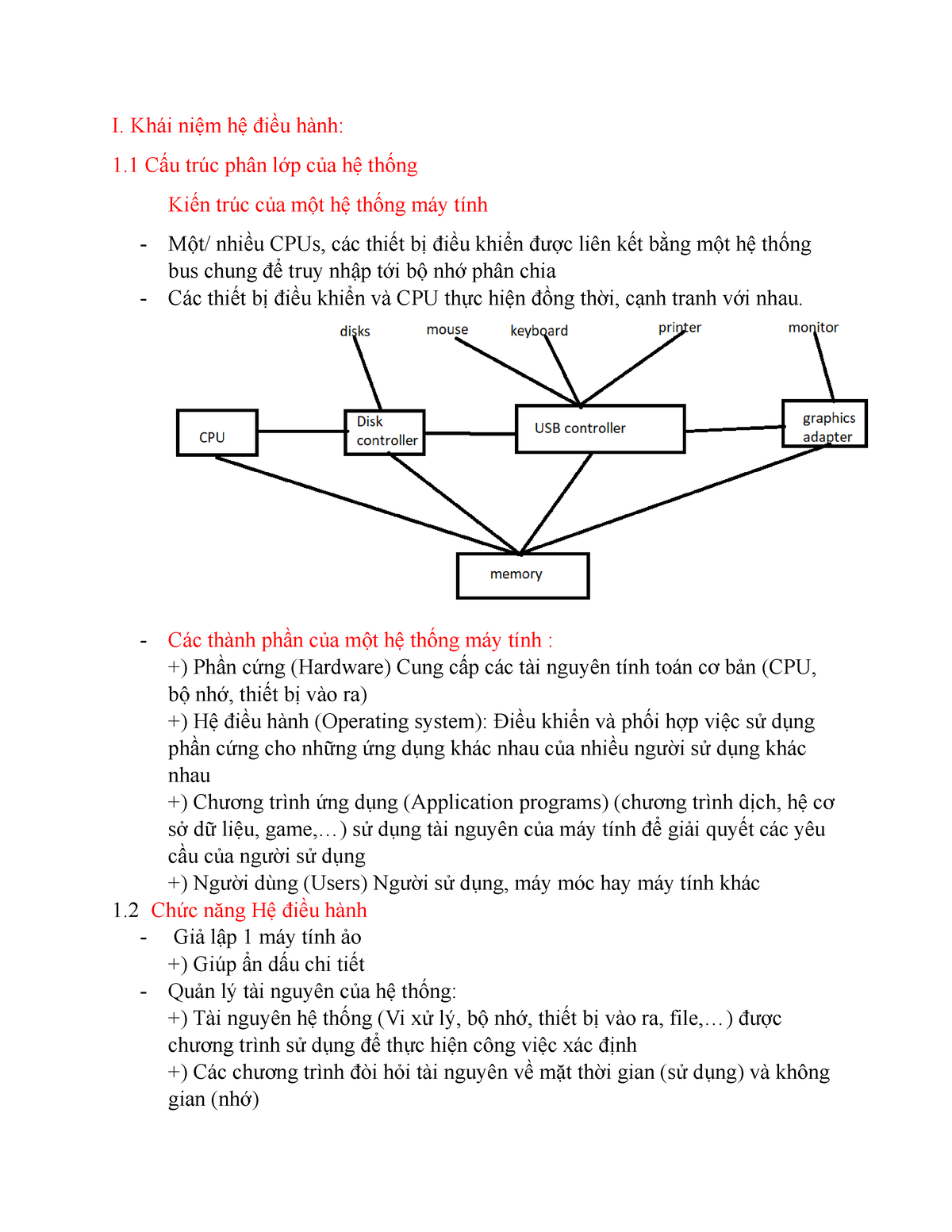 Chương abc I Khái niệm hệ điều hành Cấu trúc phân lớp của hệ thống Kiến trúc của một