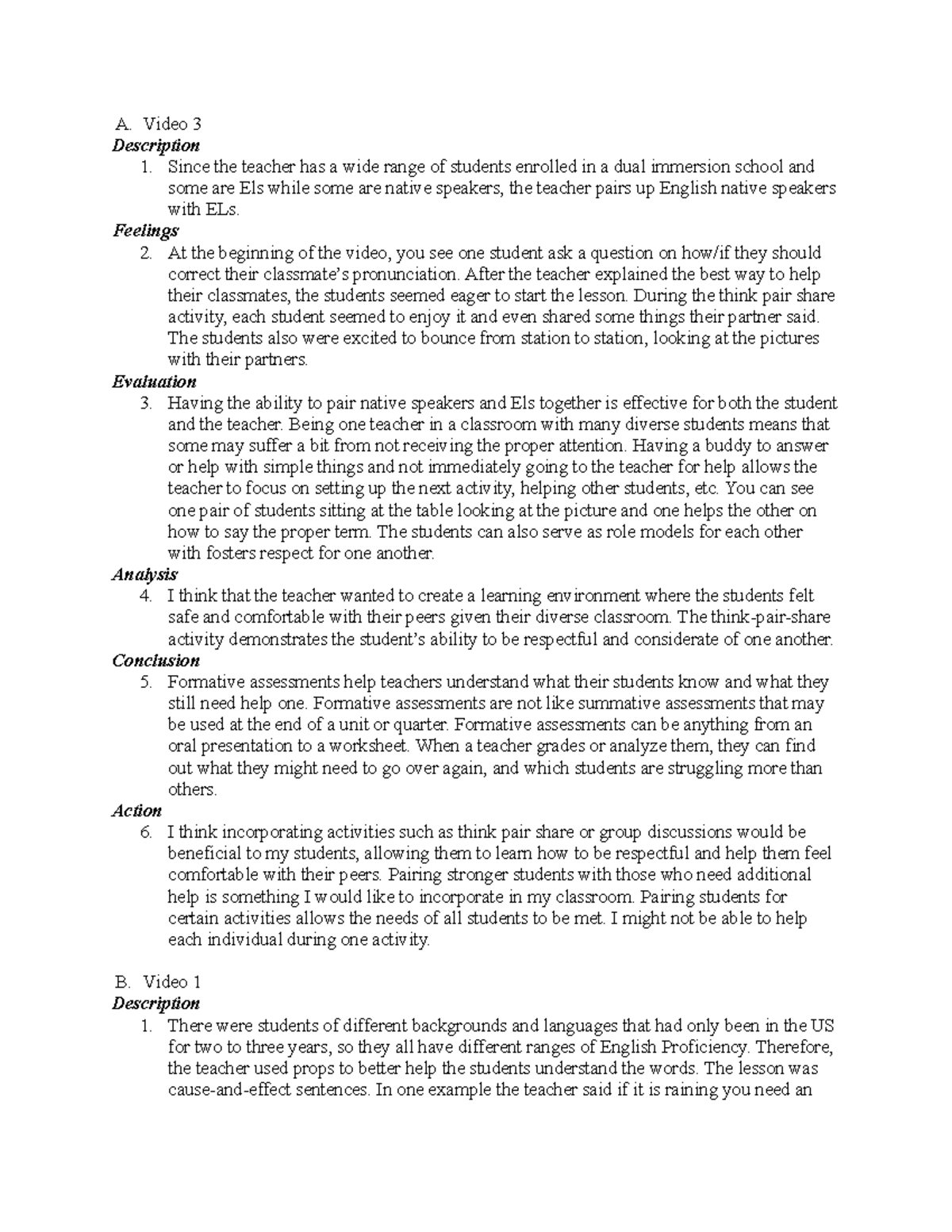 D091 Task 1 - D091 Task 1 - A. Video 3 Description Since the teacher ...