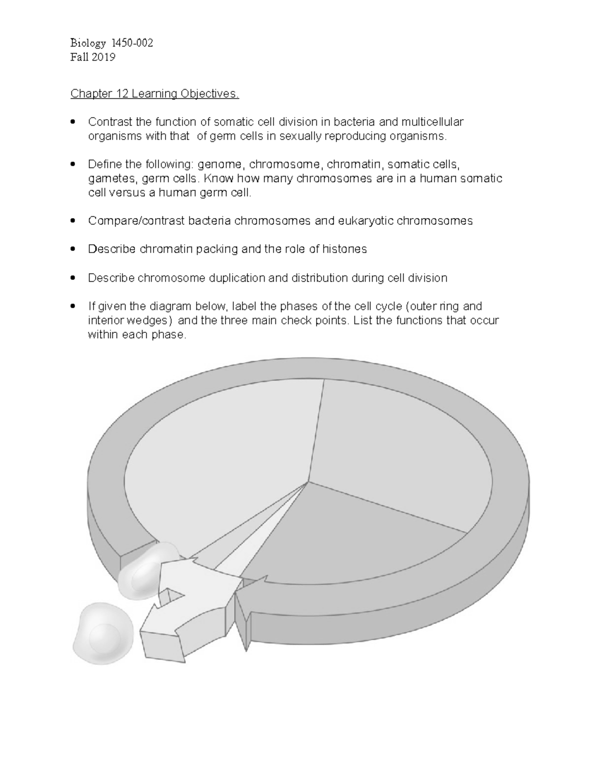 Ch 12 Learning Objectives Biology 1450 Fall 2019 Ch apter 12 Le arn