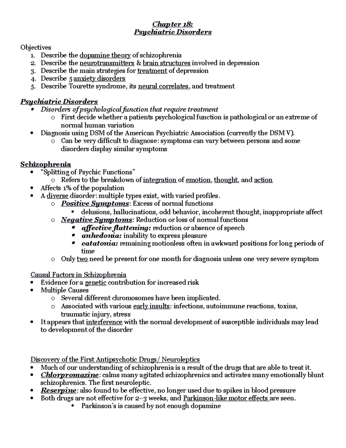 Chapter 18 Mood Disorders Depression Schizophrenia - Chapter 18 