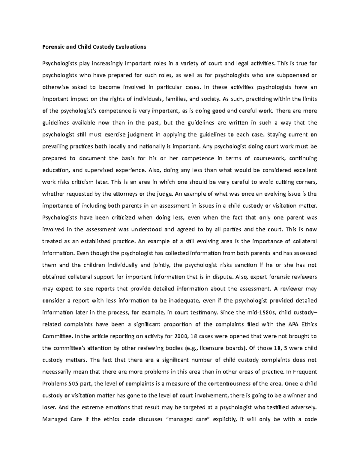 Forensic and Child Custody Evaluations - Forensic and Child Custody ...