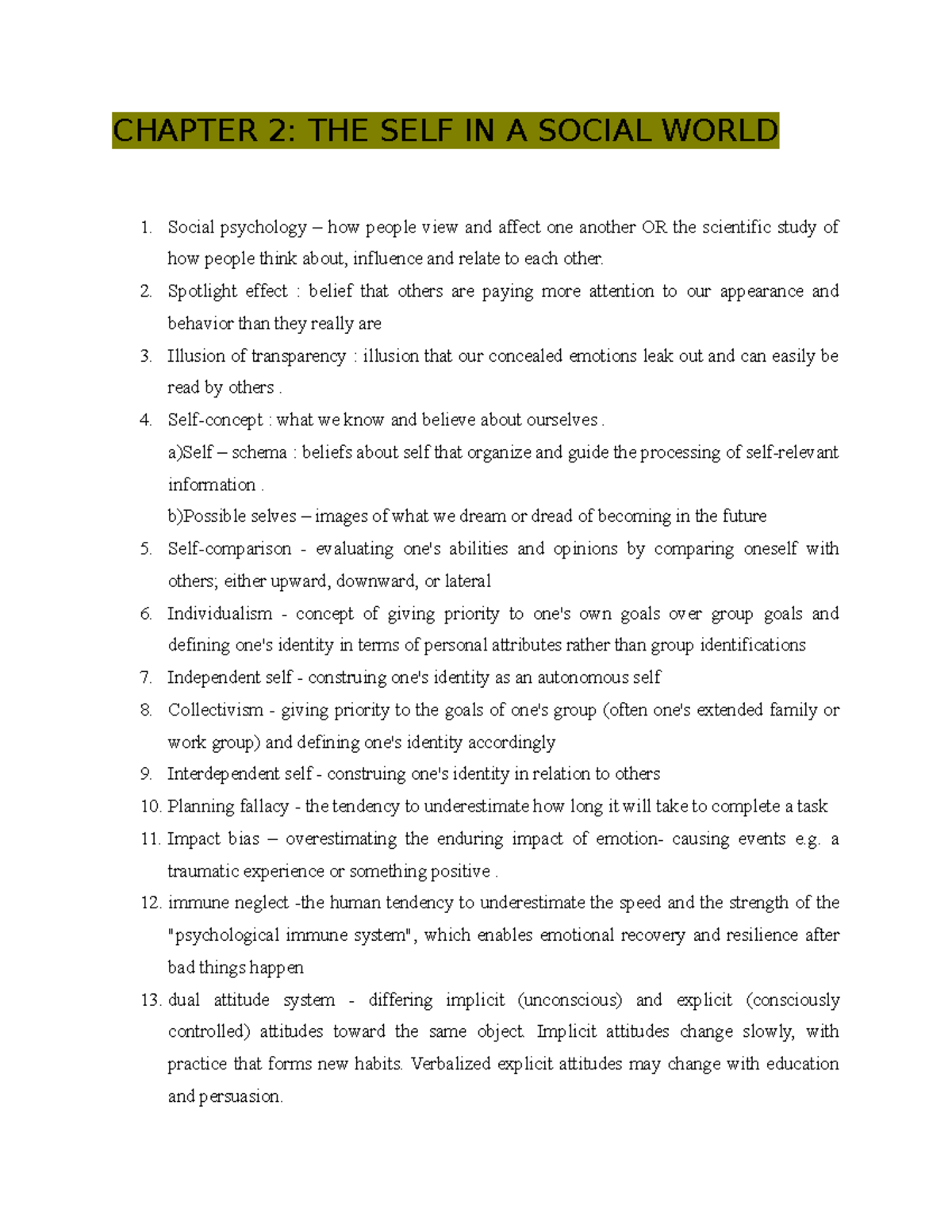 Chapter 2 THE SELF IN A Social World - CHAPTER 2: THE SELF IN A SOCIAL ...