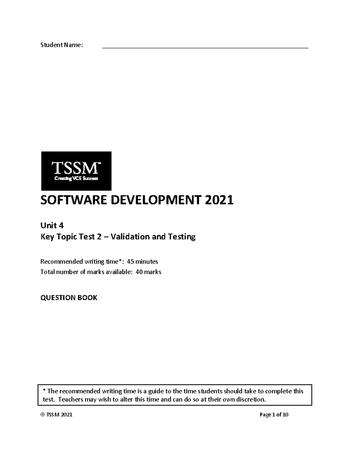 Software Development 2021 Unit 4 KTT 2 - Validation and Testing ...