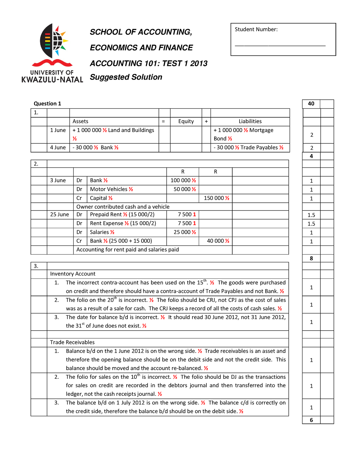 2013 Test 1 Solution - Accountings Practice - SCHOOL OF ACCOUNTING ...