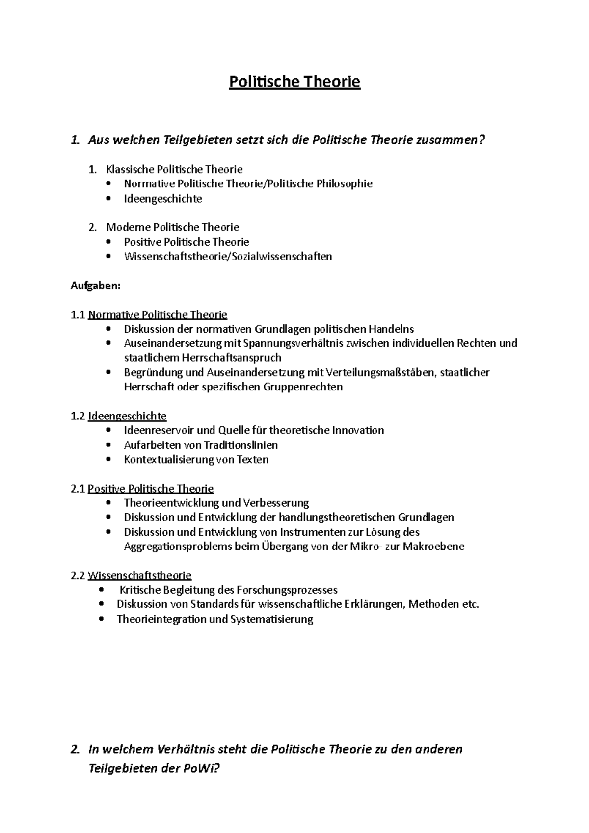 PolitischeTheorie 2020 Politische Theorie 1. Aus welchen