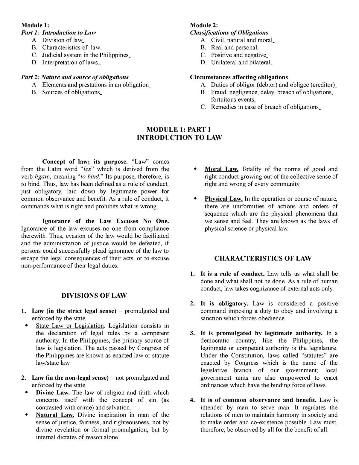 LAW Modules - Module - Module 1: Part 1: Introduction To Law A ...