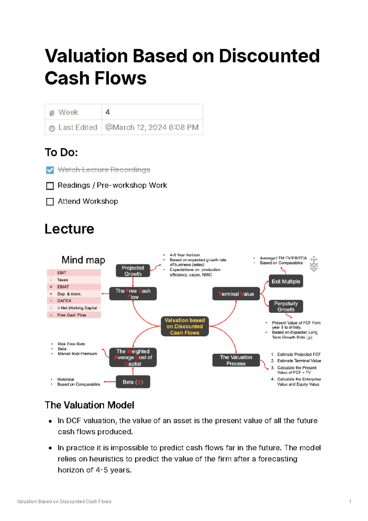 Valuation Based on Discounted Cash Flows - Valuation Based on ...