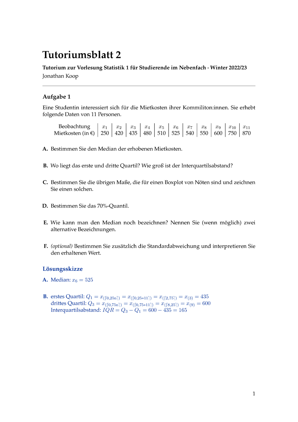 Statistik Tutoriumsblatt 2 Lösung - Tutoriumsblatt 2 Tutorium Zur ...