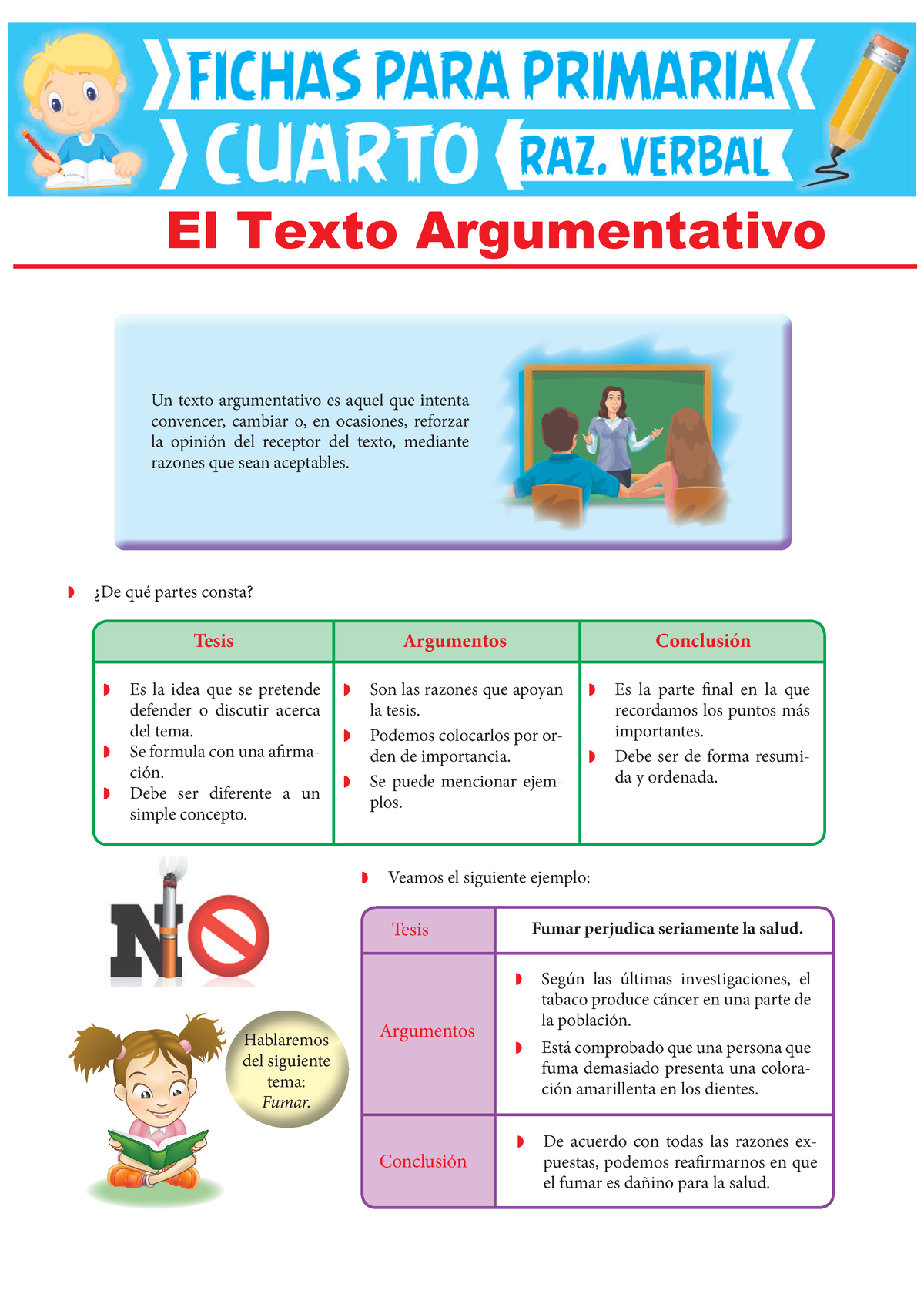 El Texto Argumentativo Para Cuarto Grado De Primaria Z ¿de Qué Partes Consta Z Veamos El 5582