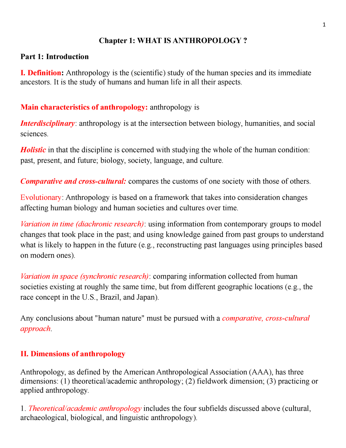 Anthropology Chapter 1 WHAT IS Anthropology (Spring 2020) - Chapter 1 ...