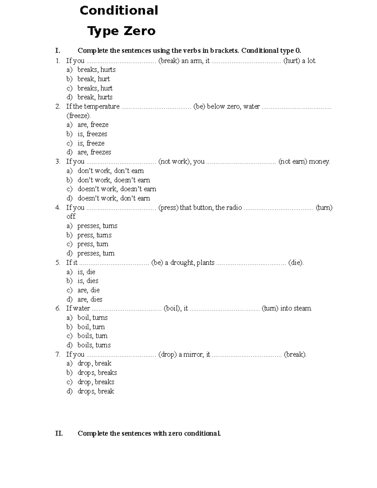 Asesorias ingles intermedio I. Complete the sentences using the verbs