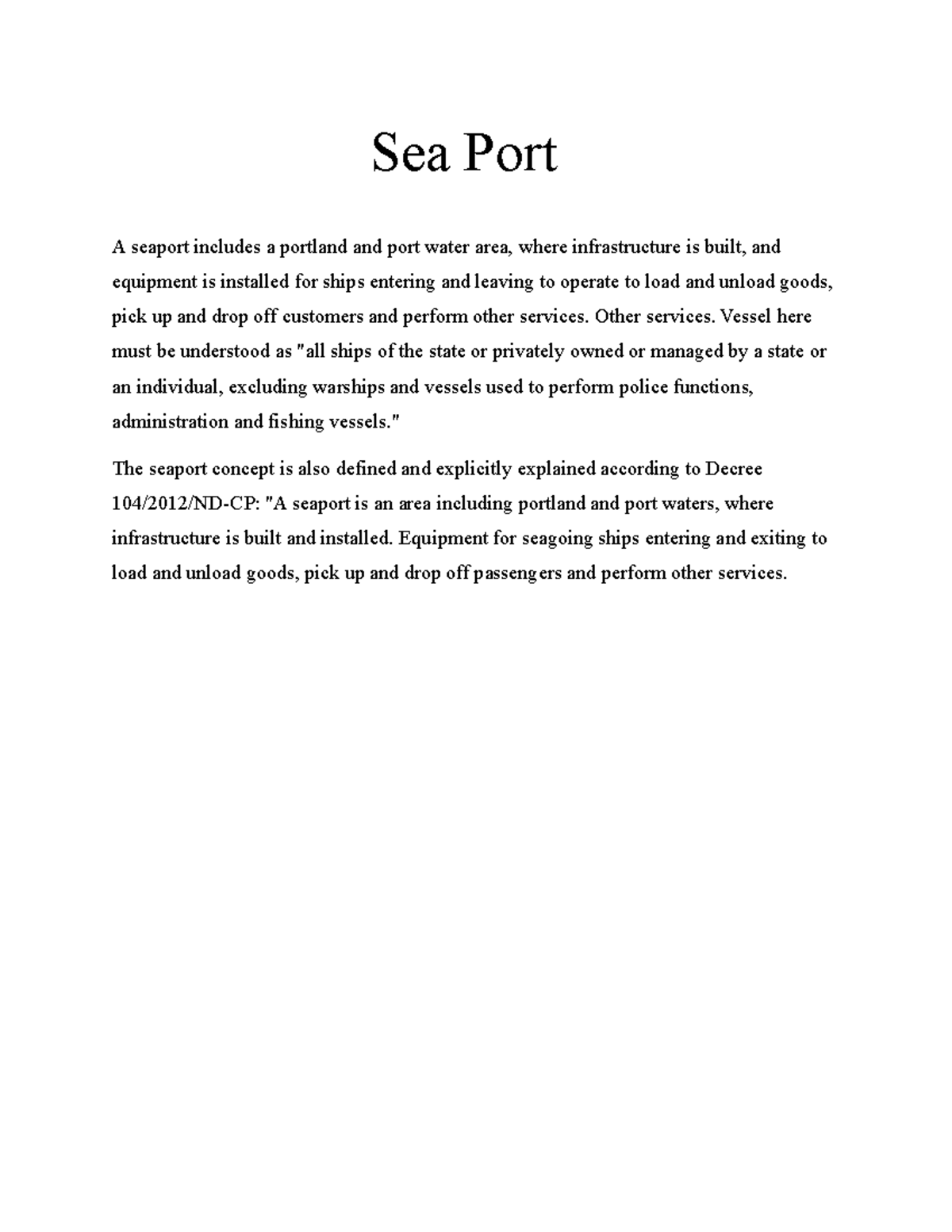 Seaport meaning in Logistic dẫn luận ngôn ngữ Studocu