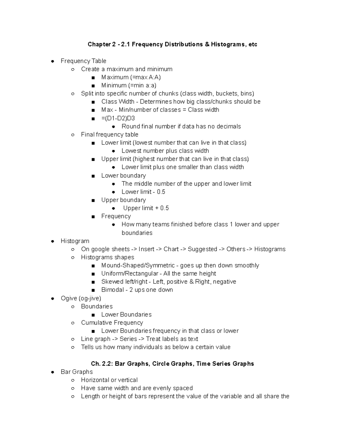 MATH Ch.2 Notes - Chapter 2 - 2 Frequency Distributions & Histograms ...