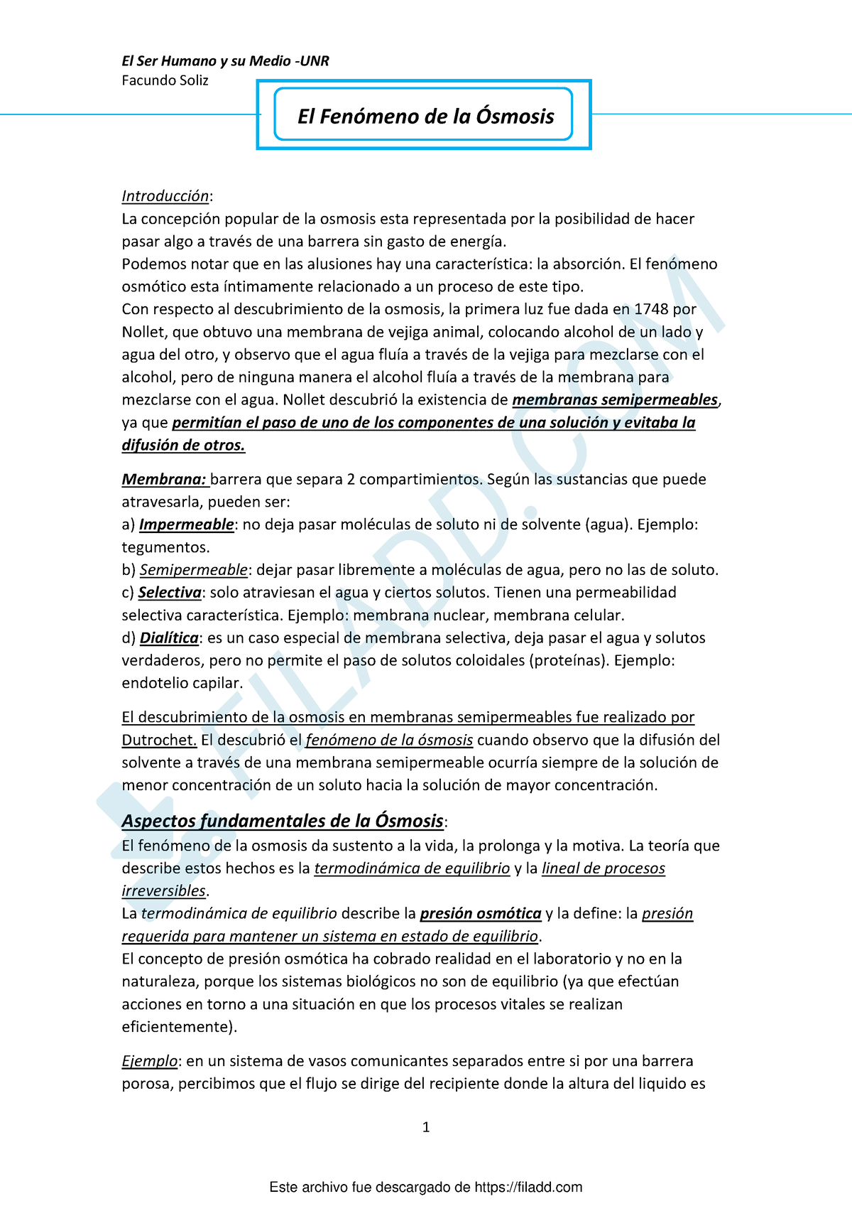 El Fenomeno De La Osmosis - Facundo Soliz 1 El Fenómeno De La Ósmosis ...