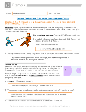 Gizmo Balancing Chemical Equations - Student Exploration Sheet (With ...