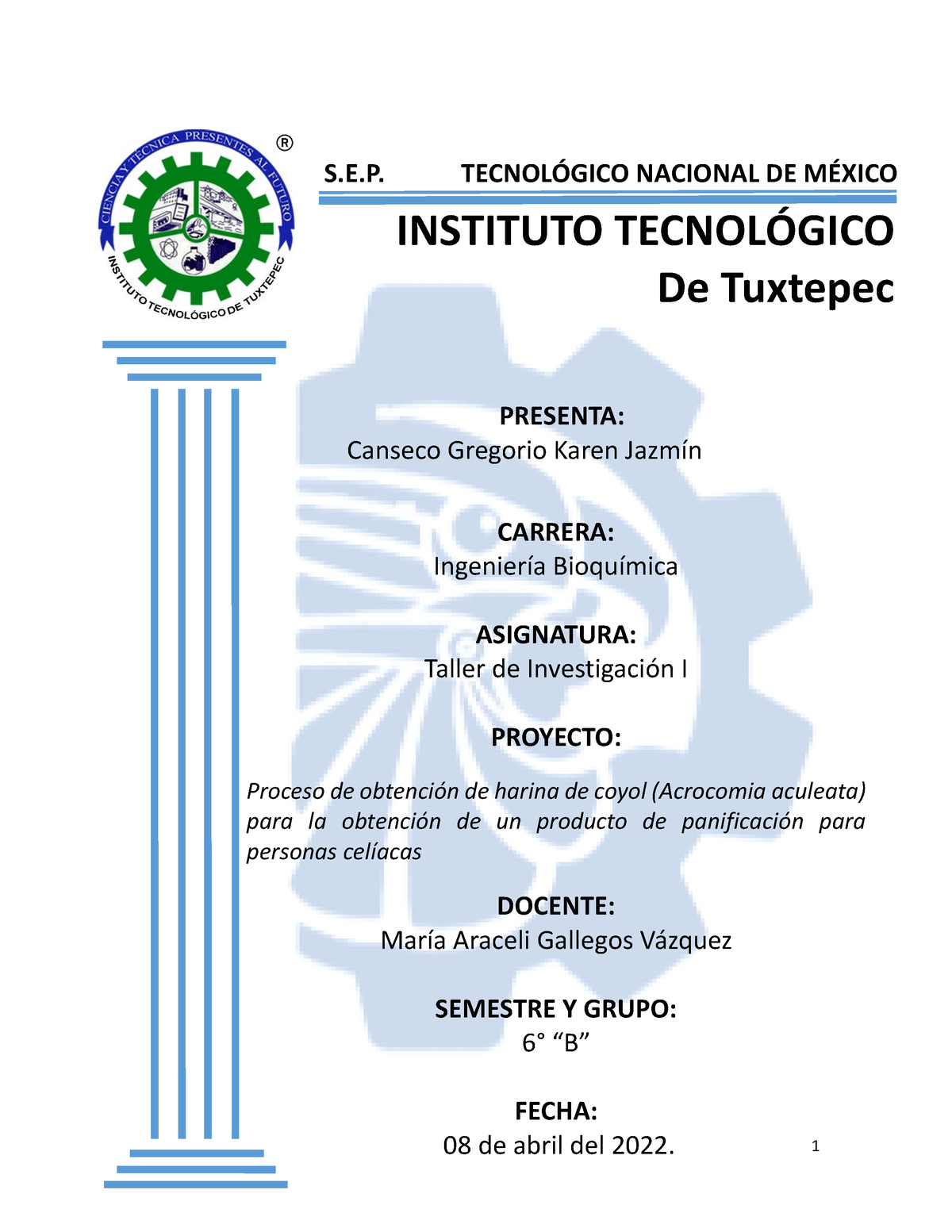 Protocolo DE Investigación - 1 S.E. TECNOLÓGICO NACIONAL DE MÉXICO ...