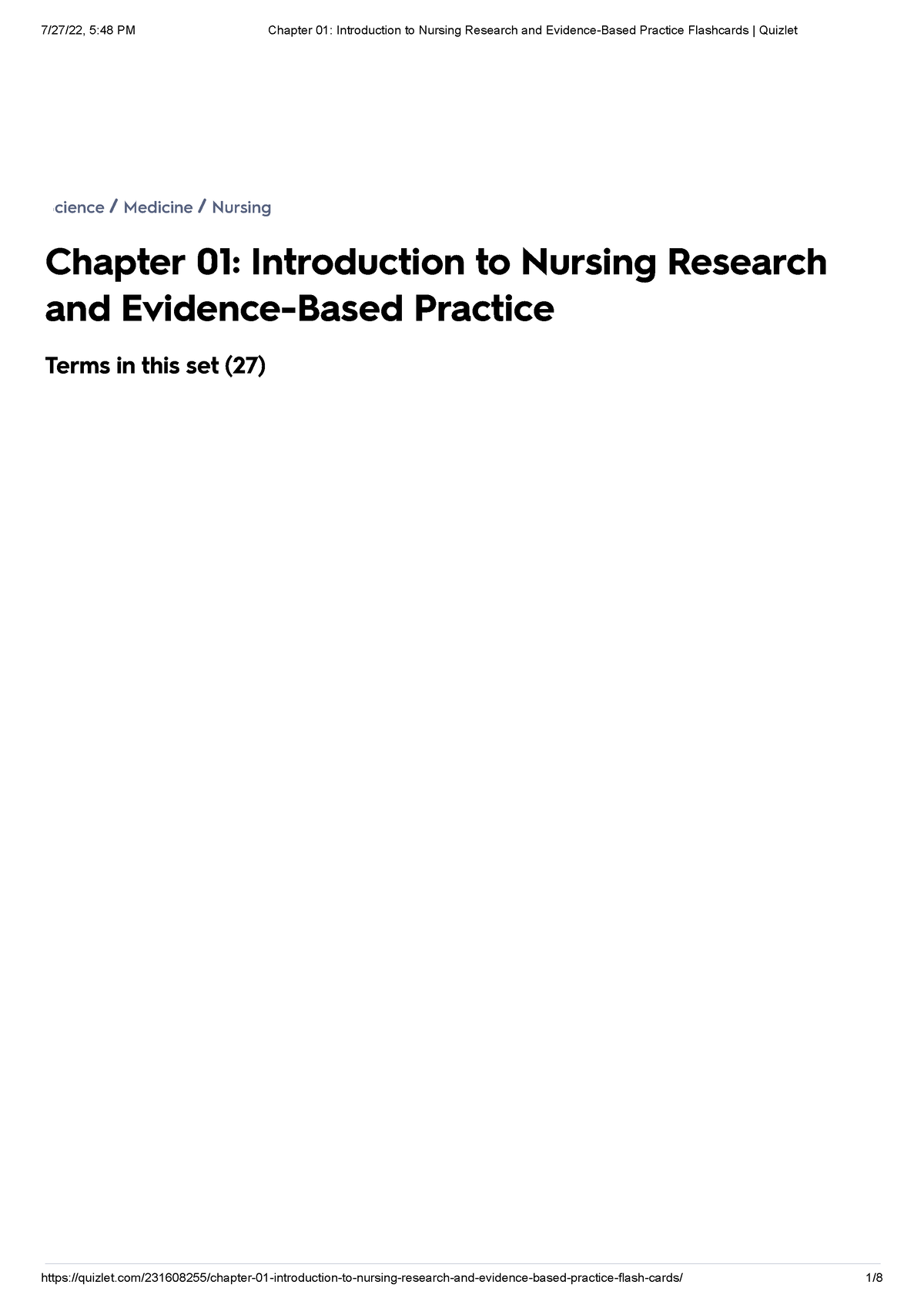 chapter 1 nursing research quizlet