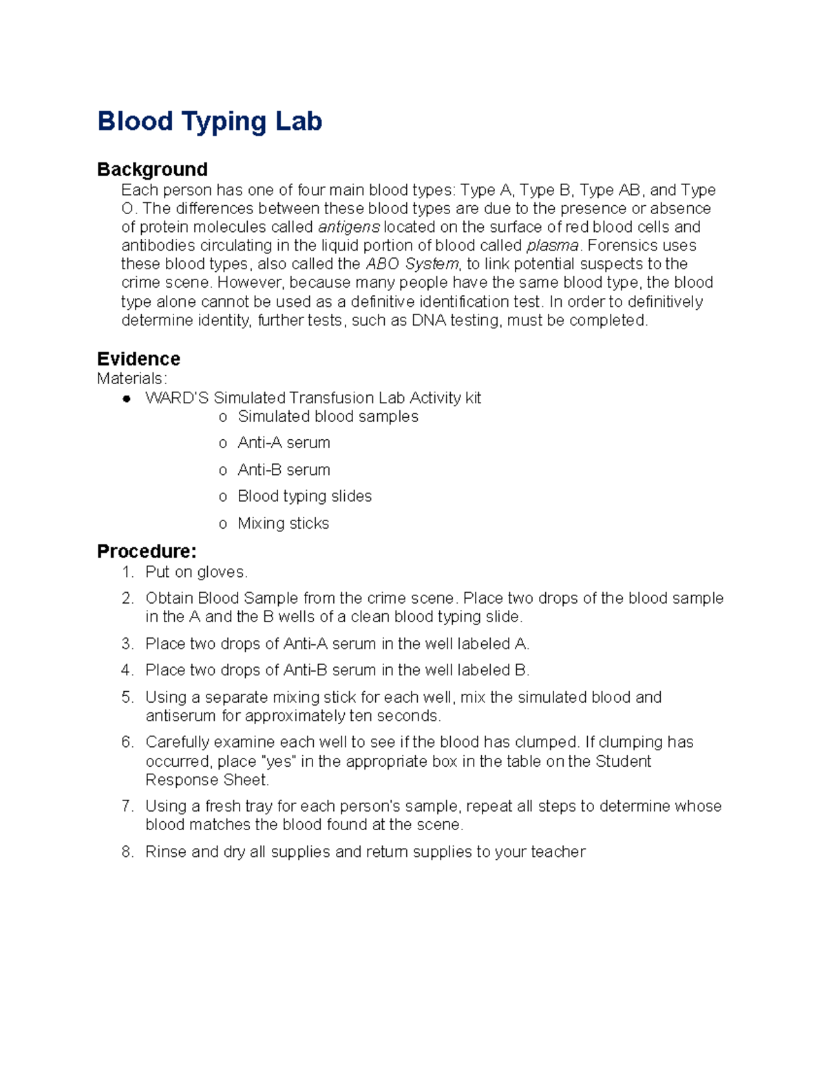 Copy of Copy of Copy of Copy of Blood Typing Lab - Blood Typing Lab ...