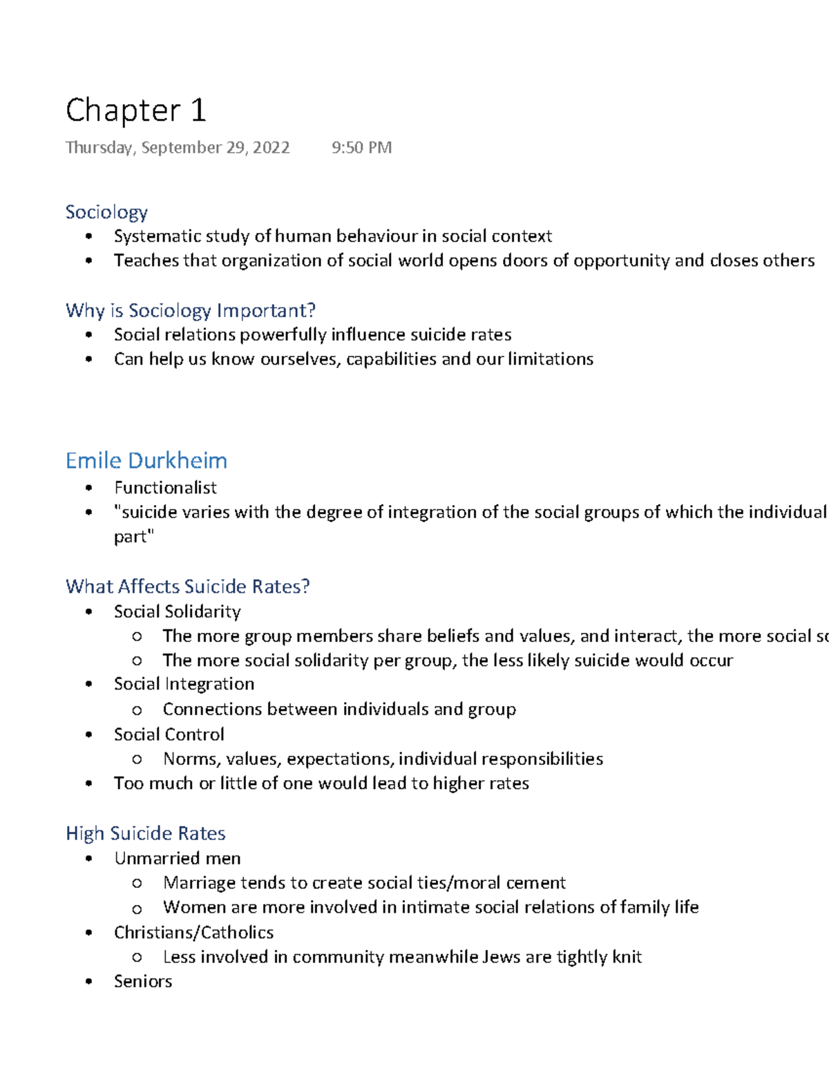 Chapter 1 - SY101 - Greg Bird - Sociology " Systematic study of human ...