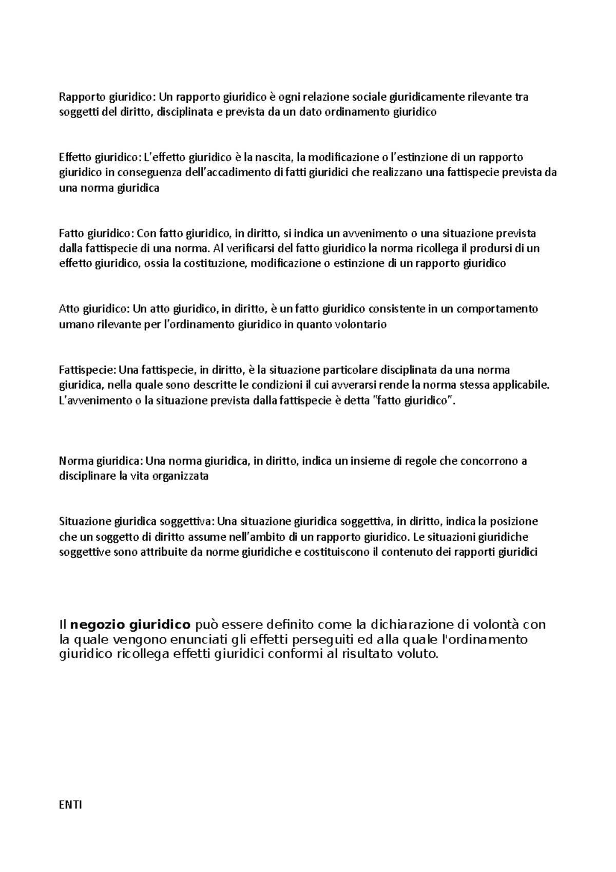 Definizioni Rapporto giuridico Un rapporto giuridico è ogni relazione sociale giuridicamente