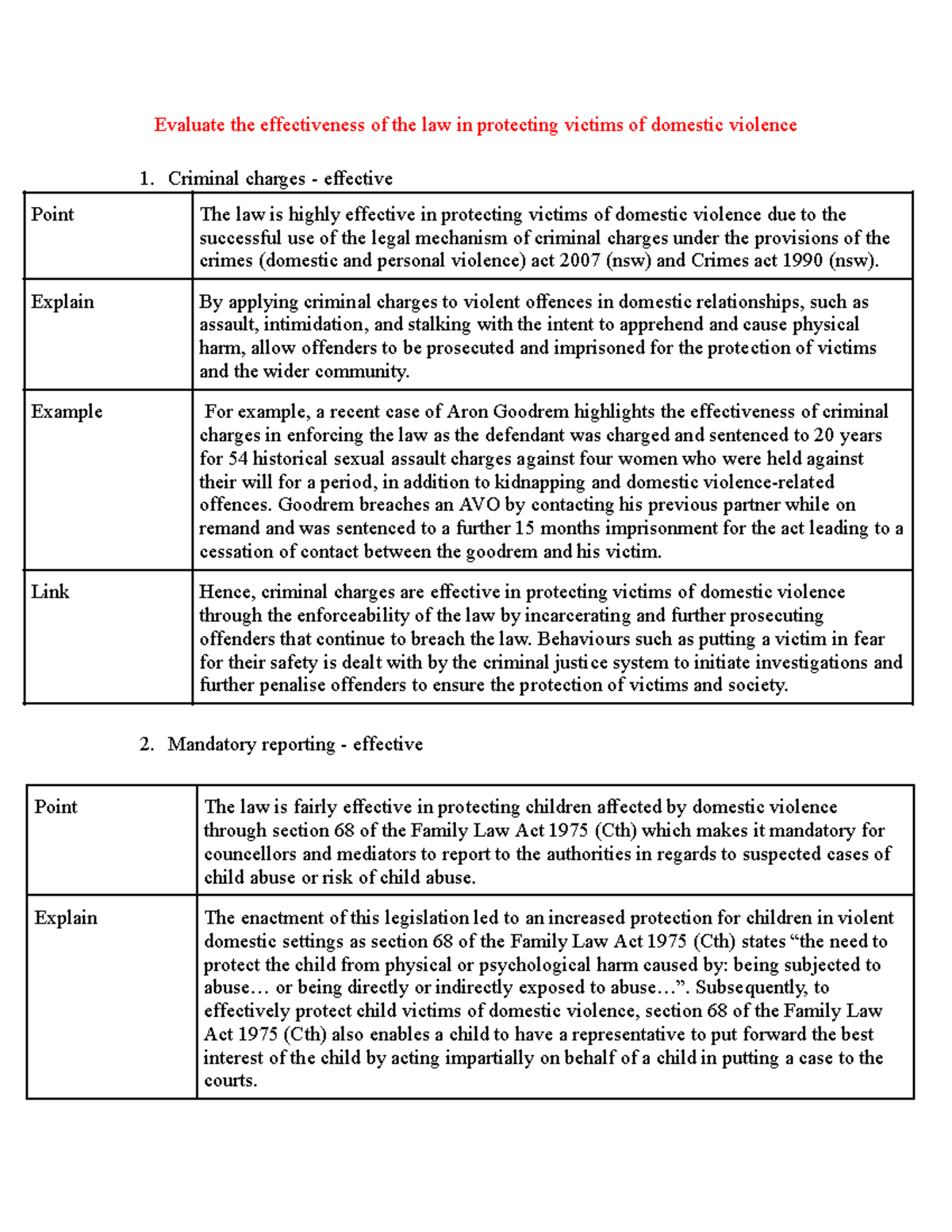 Family law essay 2 ( Trials) - Evaluate the effectiveness of the law in ...