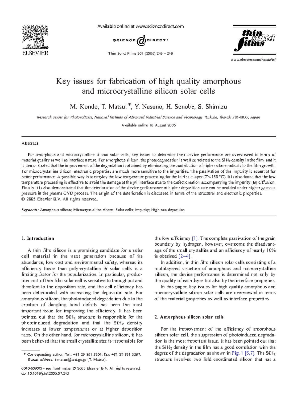 1-s2 - 1-s2 - Key issues for fabrication of high quality amorphous and ...