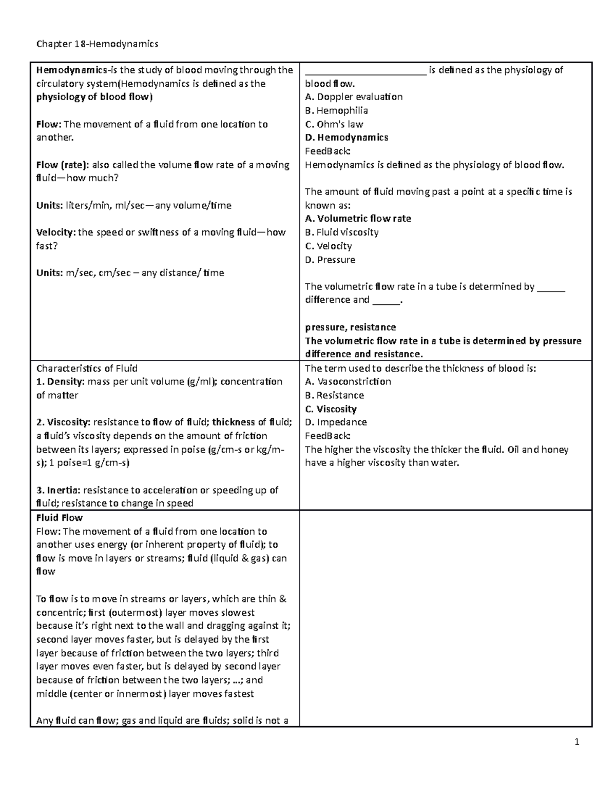 Chapter 18 Hemodynamics notes with questions-3 - Chapter 18 ...