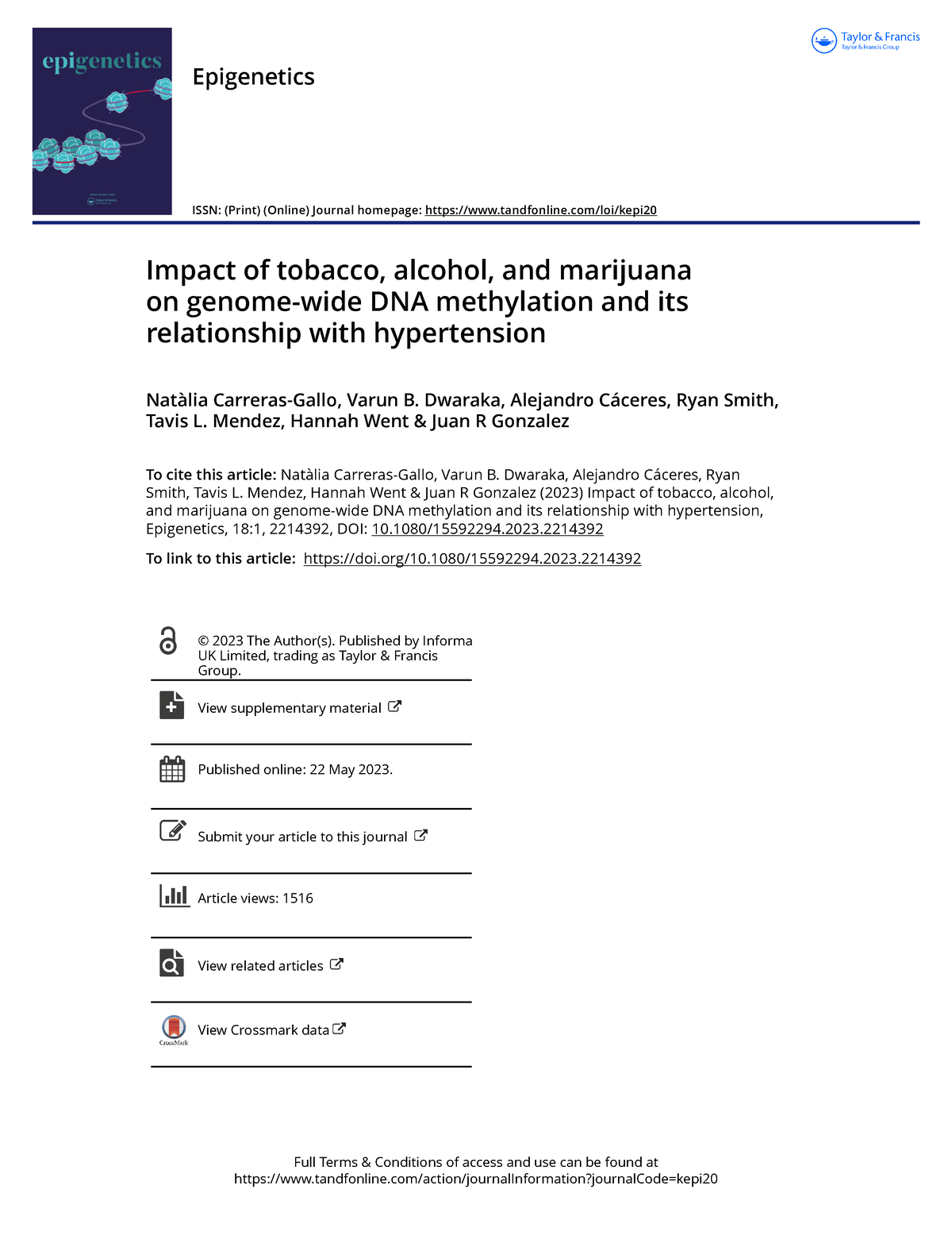 Impact Of Tobacco Alcohol And Marijuana On Genome-wide DNA Methylation ...